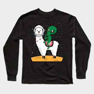 Llama Alien - Funny Animal Pun Joke Lover Spacecraft Lover Long Sleeve T-Shirt